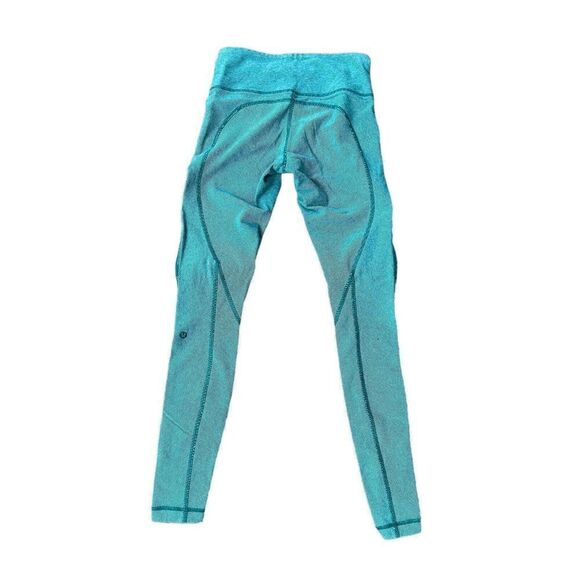 Lululemon Wunder Under Green Stripe Leggings 32” Inseam 4 - Picture 2 of 5